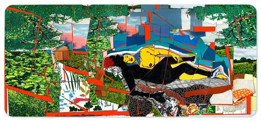 Peinture de Mickalene Thomas, Sleep: Deux femmes noires