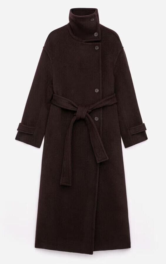 manteau oversized en laine mélangée à col montant