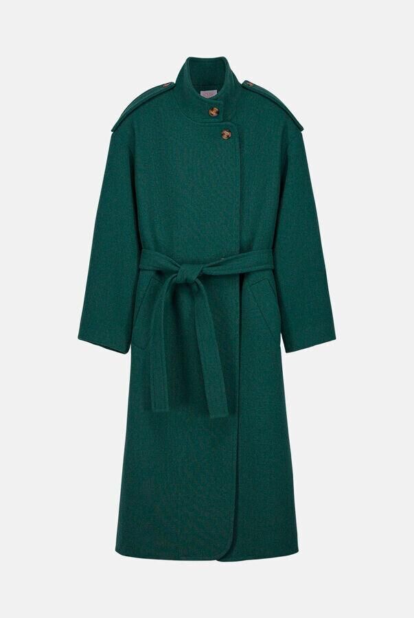 long manteau vert à col montant louise misha