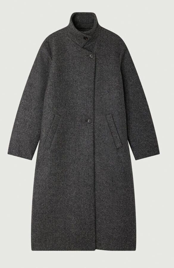 manteau en laine grise à col montant sœur