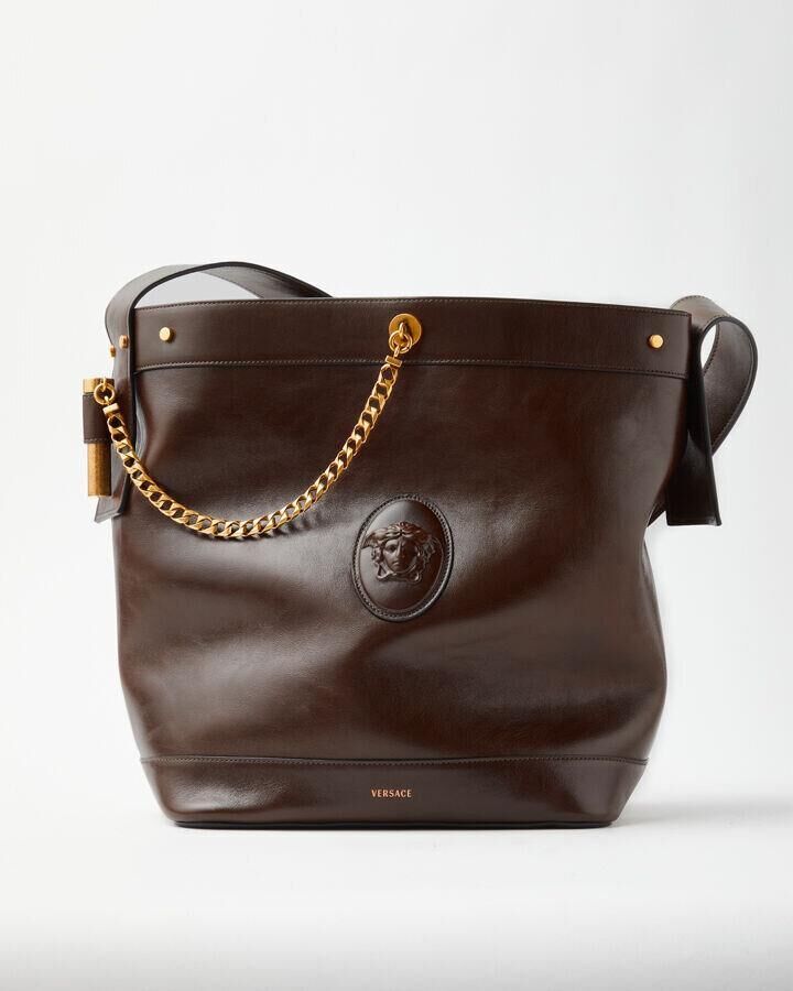 sac pivot versace tendance en cuir marron