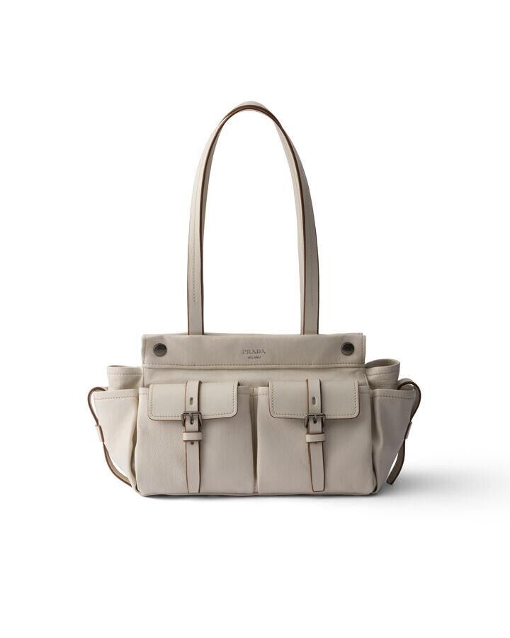 sac route de prada en cuir blanc