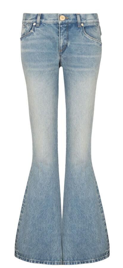 jean bootcut taille basse tendace en denim délavé balmain