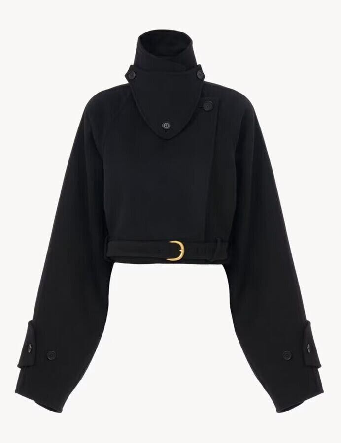 veste cropped à col montant en laine chloe