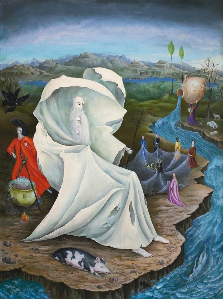œuvre de Leonora Carrington, Las tentaciones de San Antonio (1945) exposée au musée du Luxembourg à Paris en 2026