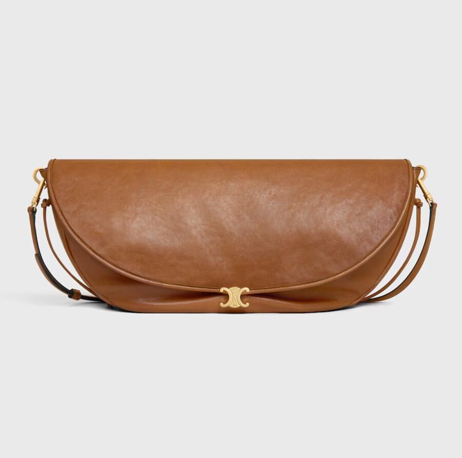 le sac celine the half moon en cuir marron