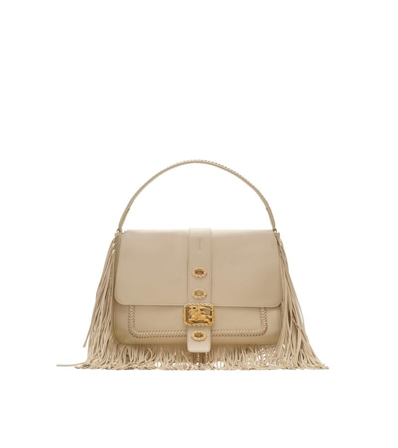 sac tendance rider de burberry en cuir blanc et à franges