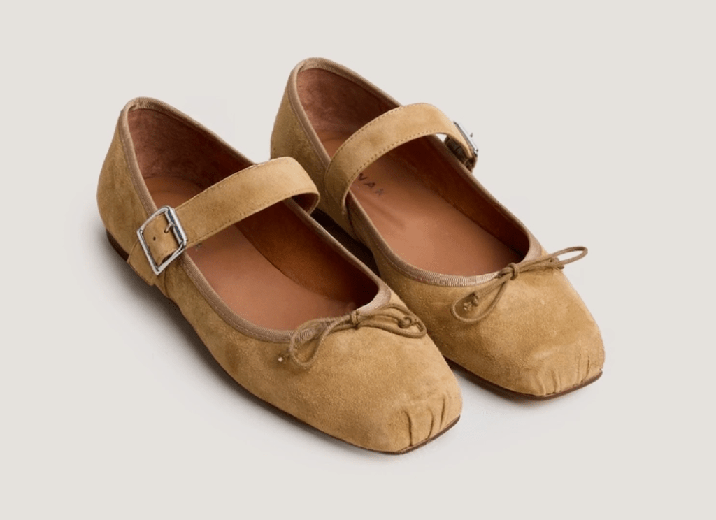 ballerines tendance bouts carrés velours marron jonak