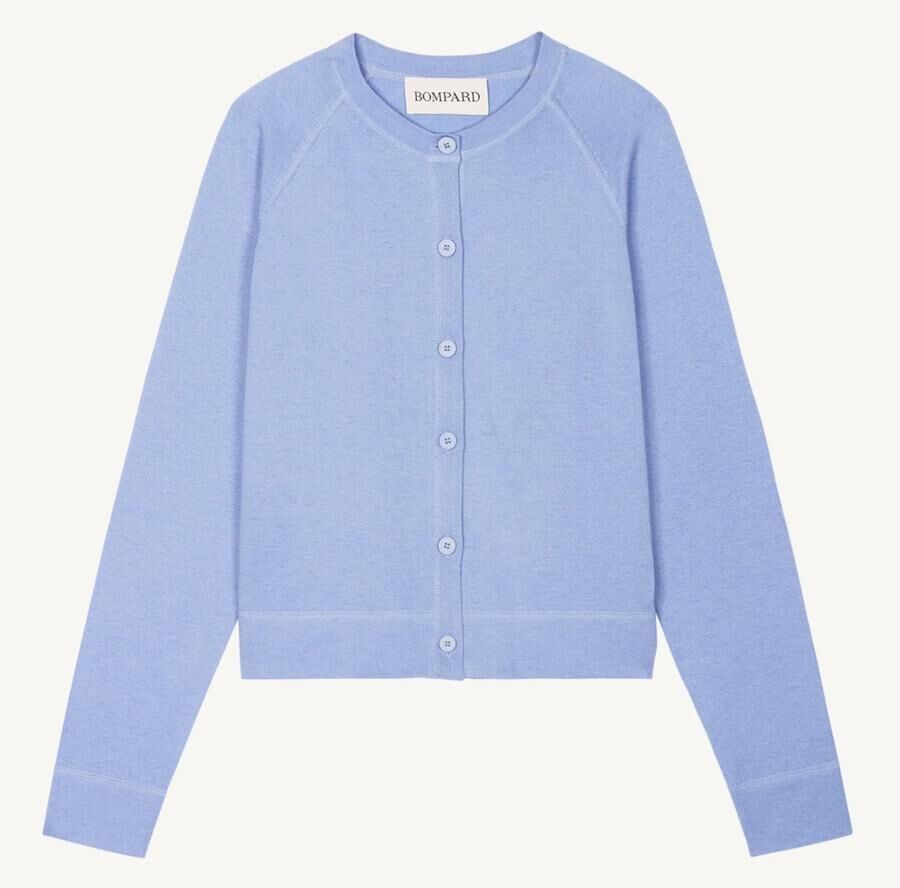 cardigan bleu court en coton et cachemire eric bompard tendance