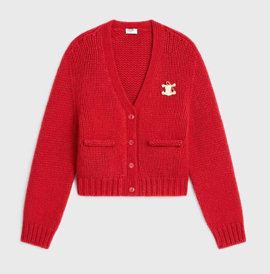 cardigan tendance rouge en cachemire et soie celine