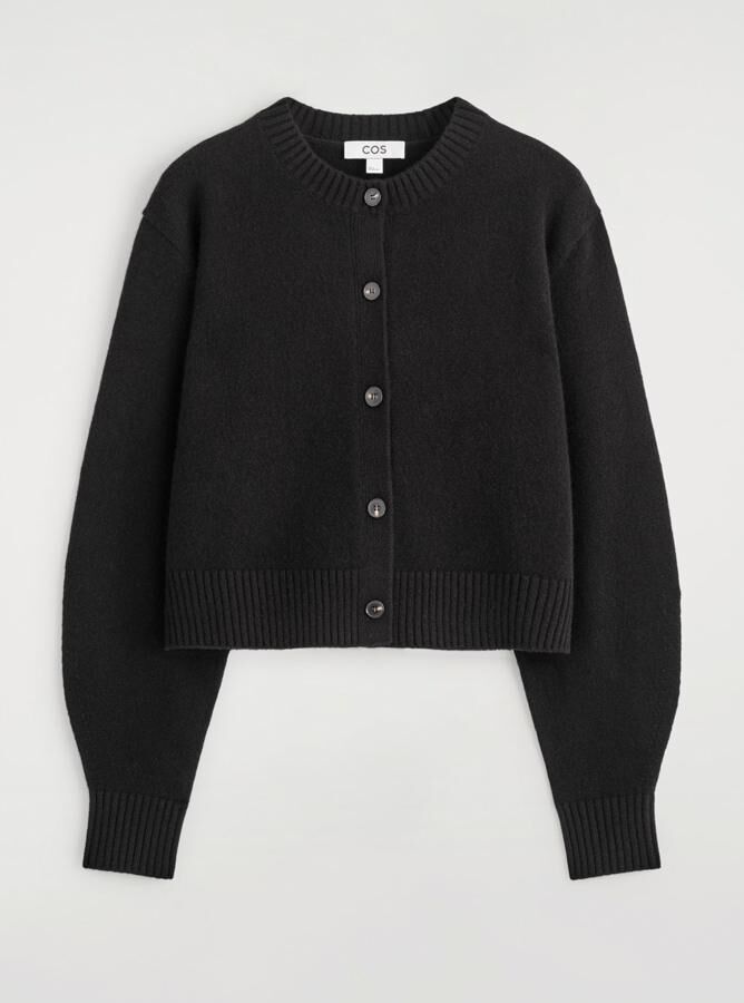 cardigan raccourci en laine noire cos