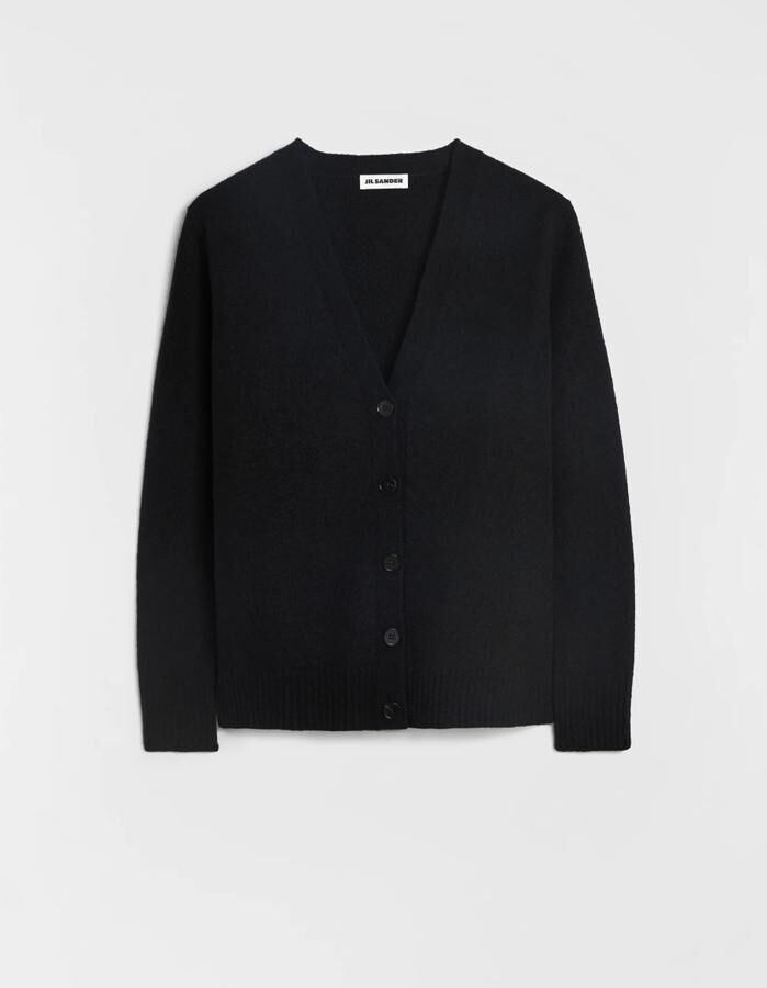 cardigan tendance col en v laine noire jil sander