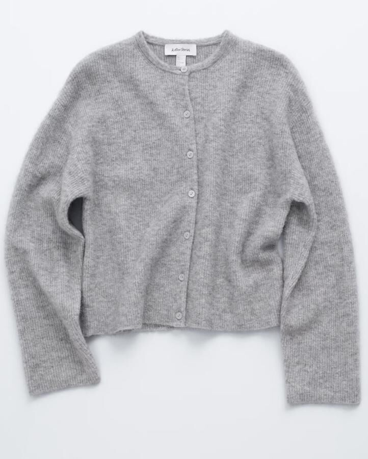 cardigan gris tendance en maille d'alpaga mélangé hm