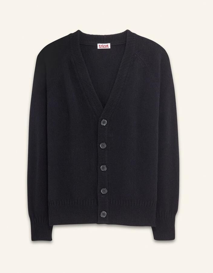 cardigan tendance en cachemire noir tricot paris