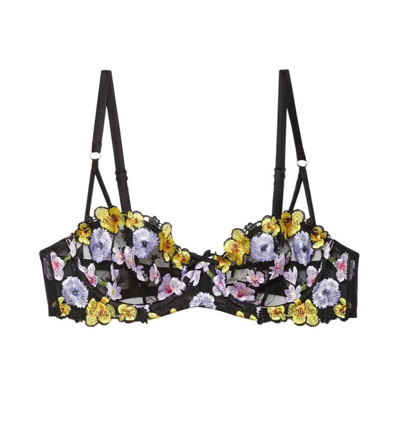 soutien-gorge à fleurs brodées multicolores tendance fleur du mal