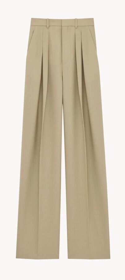 pantalon de costume plissé en laine et soie tendance tailleur printemps-ete 2026 saint laurent