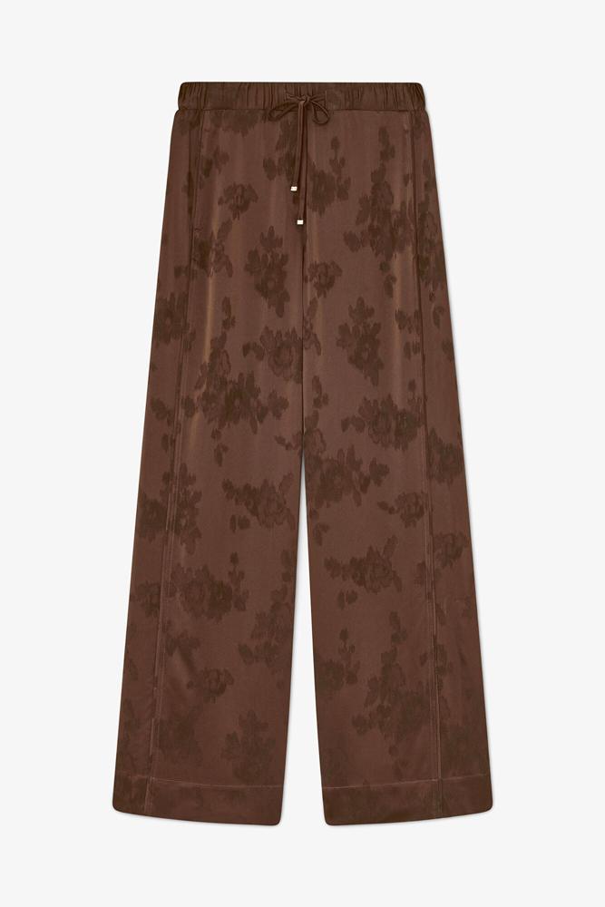 pantalon satiné marron ganni