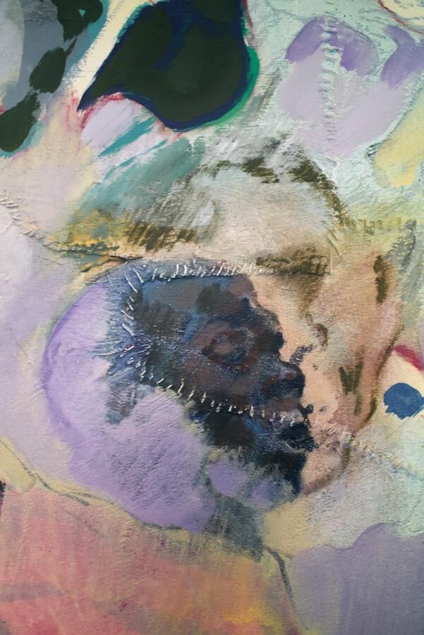 Détail de la peinture de Michael Armitage par Ola Rindal.