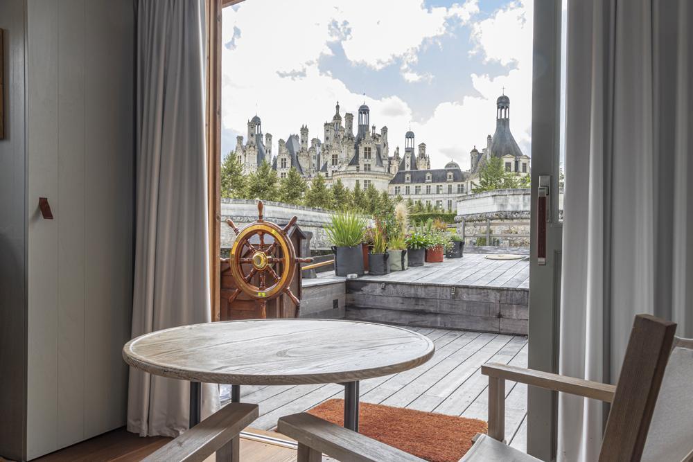 Une chambre (bâteau) du Relais de Chambord.