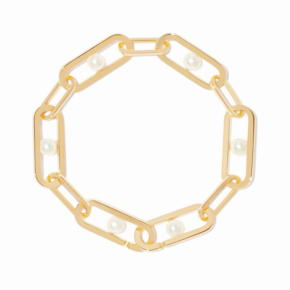 Bracelet Maillon Perle grand modèle en or jaune et perles d'Akoya, Dinh Van.