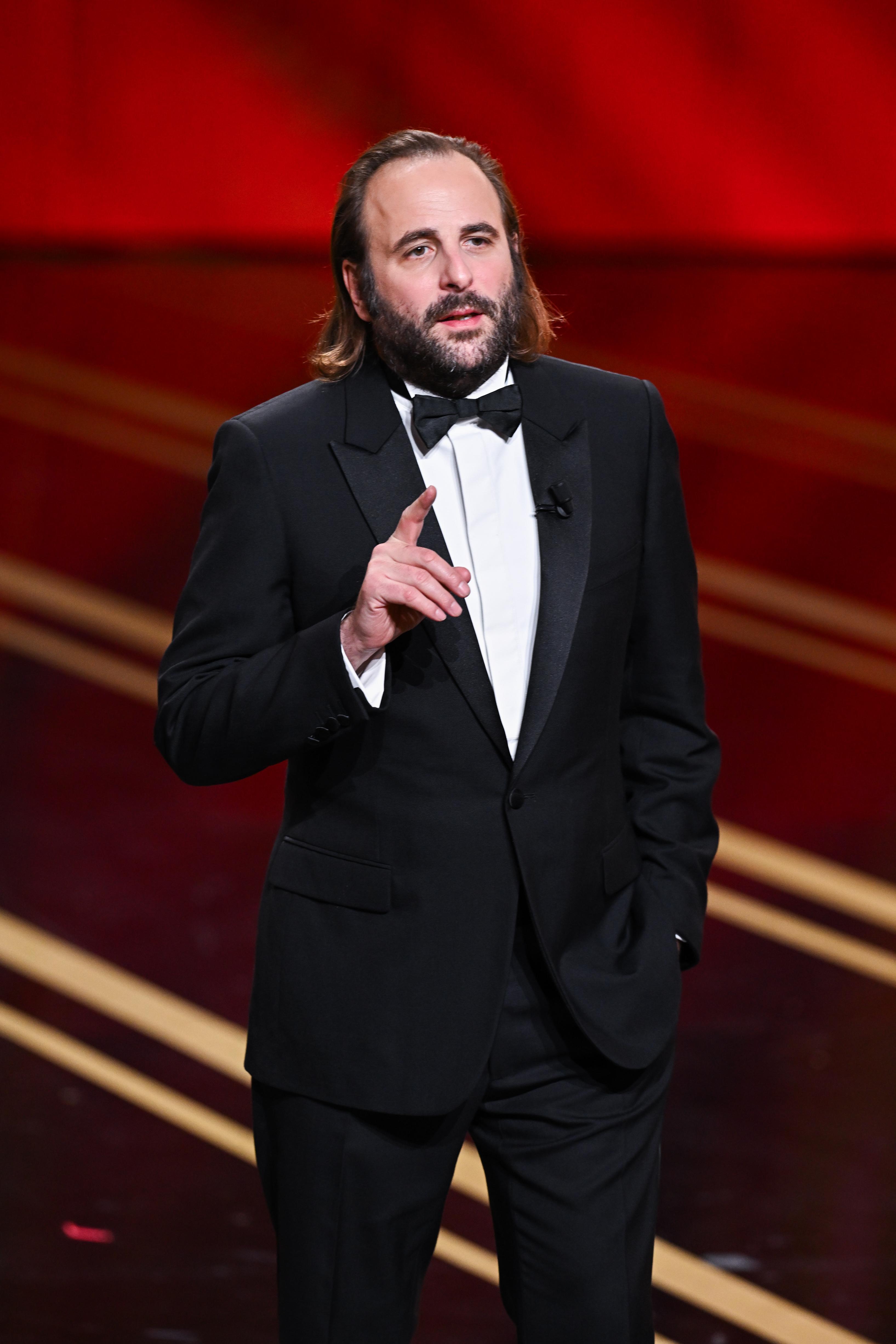 Vincent Macaigne lors de la 50e cérémonie des César, le 28 février 2025. © Stéphane Cardinale – Corbis/Corbis via Getty Images.