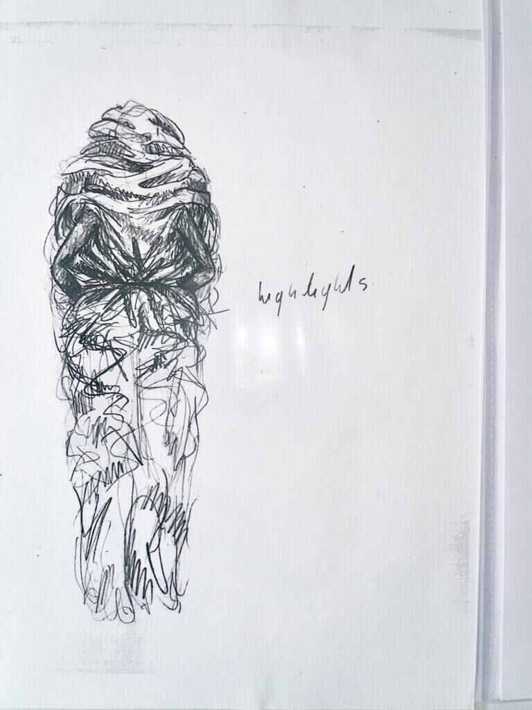 Le croquis de la robe de Rihanna par Maison Margiela.