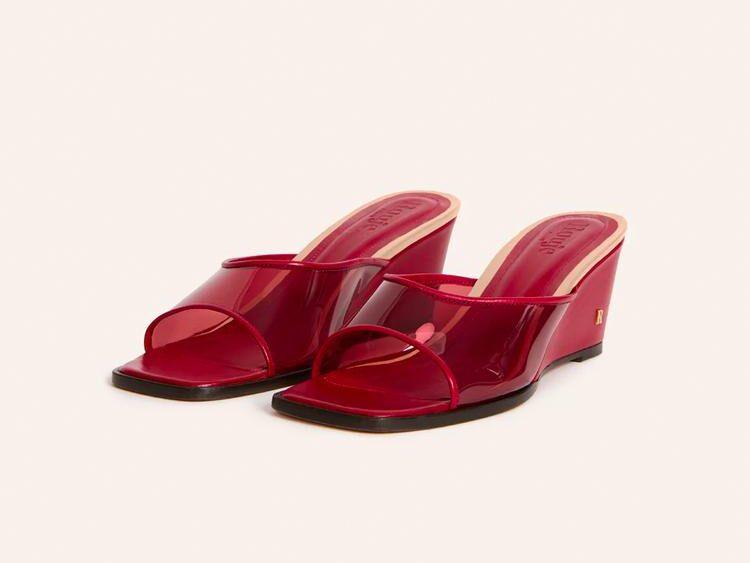 Les mules Natty rouges en vinyle Rouje.