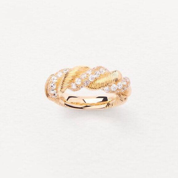 Bague Dune, en or jaune torsadé et grenats rhodolite, Poiray.
