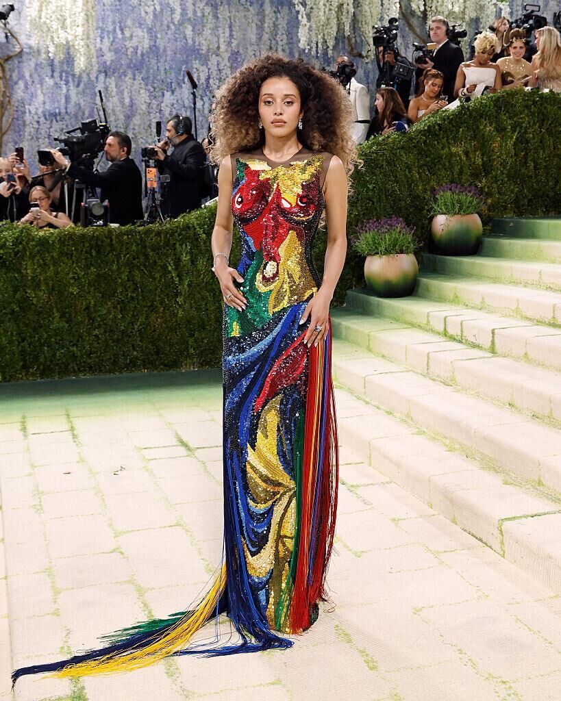 Chase Infiniti en Thom Browne. © Taylor Hill/Getty Images.