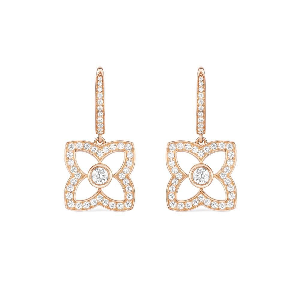 Dormeuses Lotus, en diamant et or rose 18 carats, De Beers.