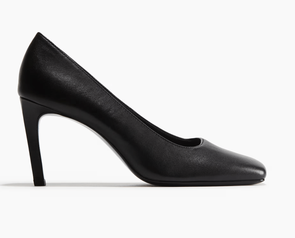 escarpins en cuir noir et bout carré tendance printemps-ete 2026 h&m