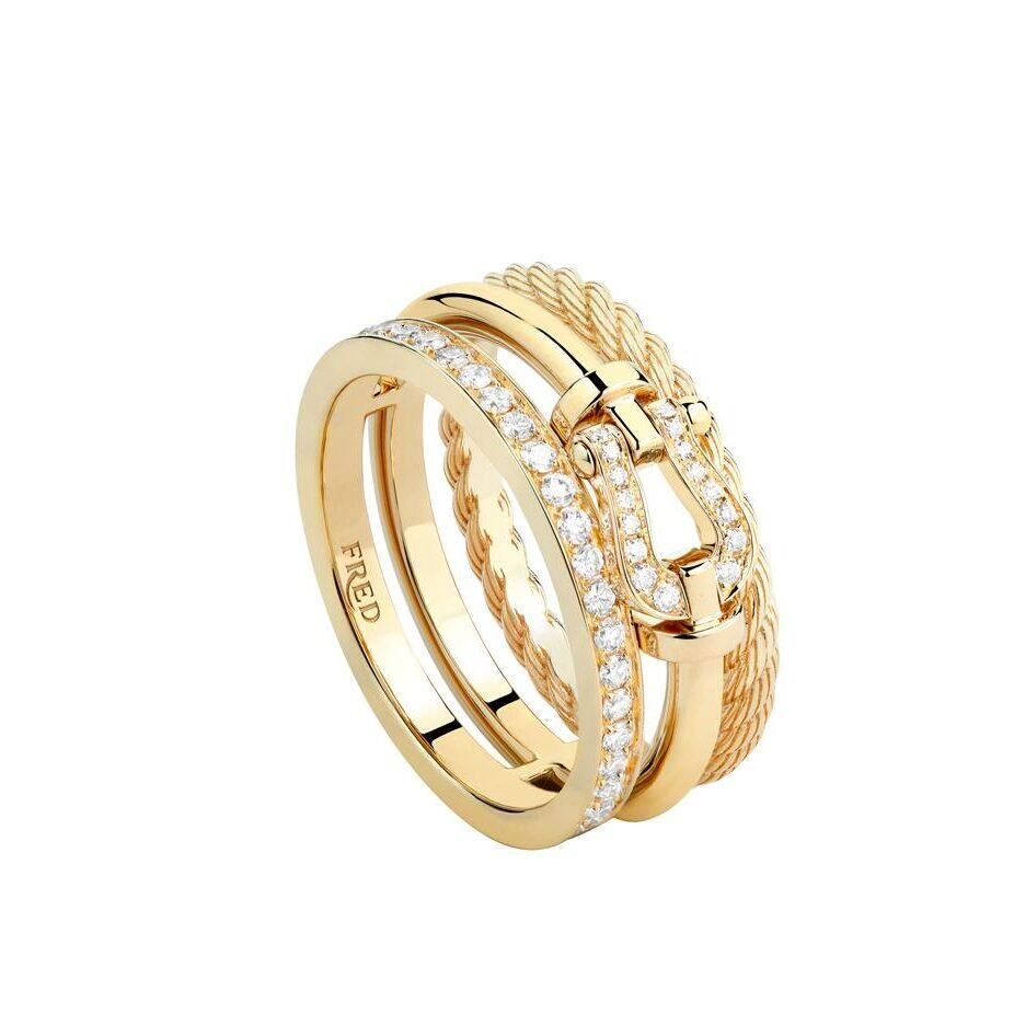 Bague Force 10 Rise, en or jaune et diamants blancs, Fred.