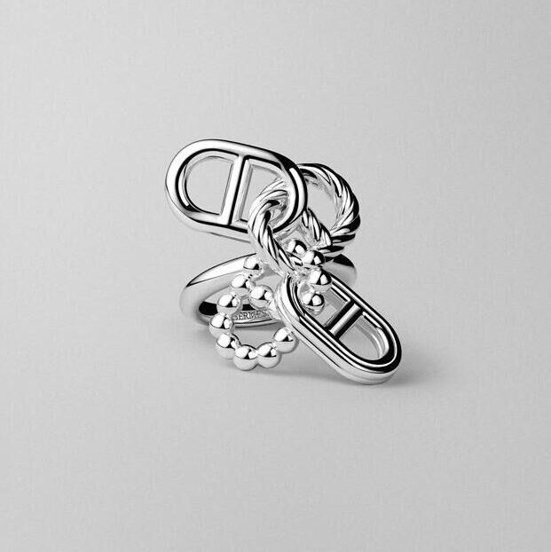 Bague Chaîne d’Ancre Aléa II, en argent, Hermès.