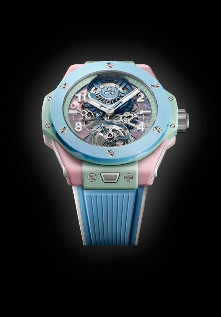 La montre multi-colored ceramic de chez hublot.