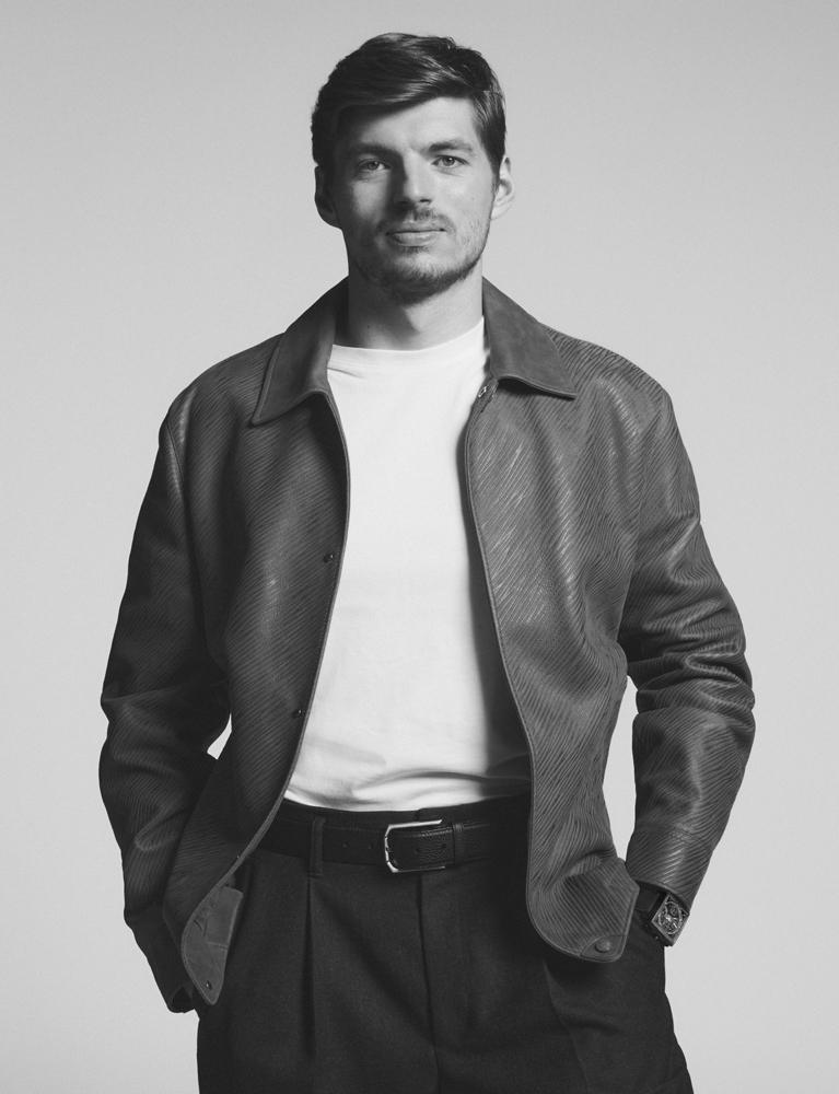 Portrait de Max Verstappen en Louis Vuitton et Tag Heuer