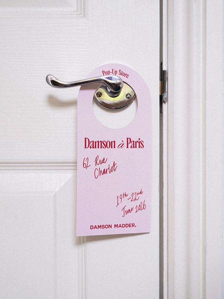 Pop-up Damson Madder, du 19 au 22 juin 2026, 62 rue Charlot, Paris 3ème.
