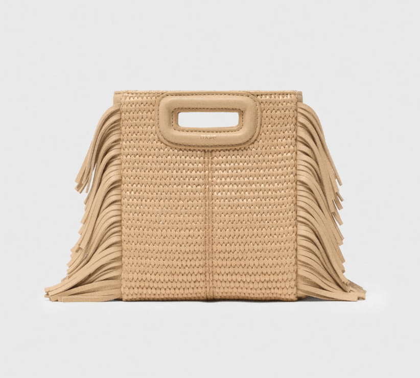 petit sac à main effet raphia à franges tendance printemps-ete 2026 maje
