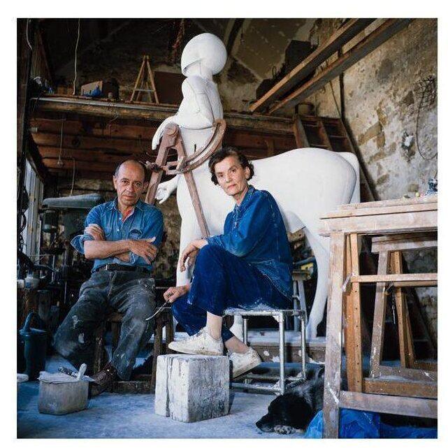 Portrait des artistes Claude et François Lalanne par Jean-Marie Del Moral.