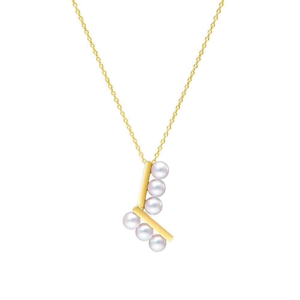 Pendentif Balance Arm Neo, en or jaune et perles Akoya, Tasaki.