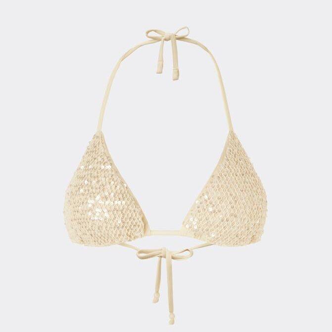 Haut de bikini écru à sequins, Calzedonia