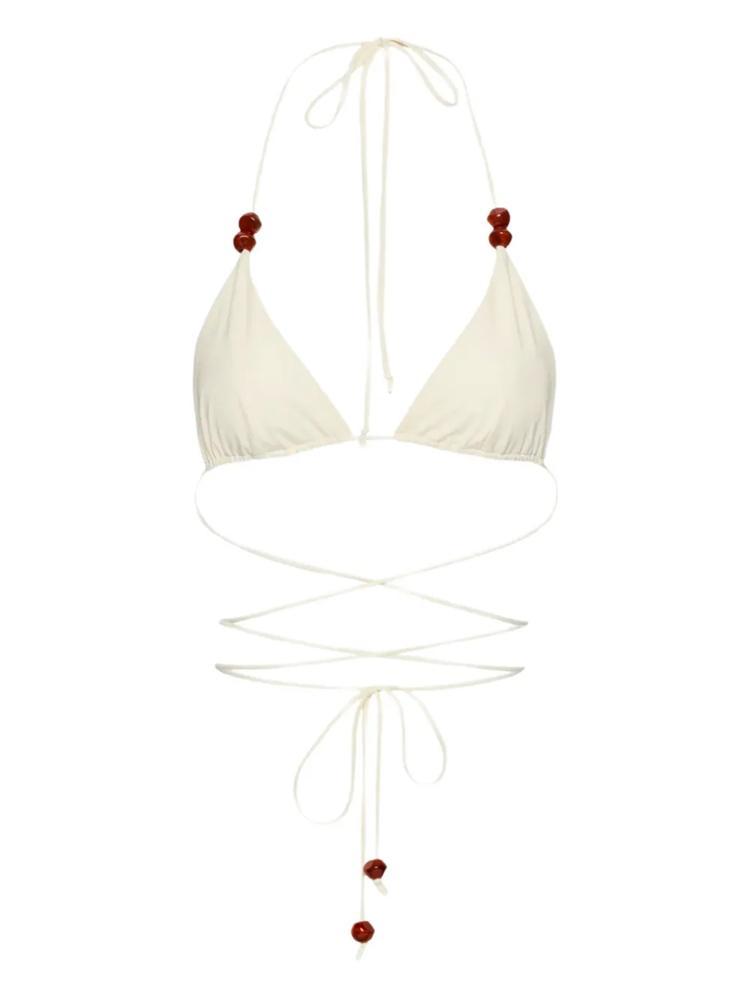 Haut de bikini écru à perles, Magda Butrym