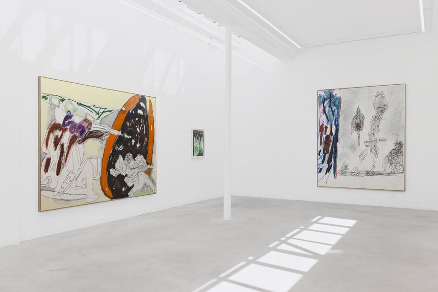 Peintures d'Evgeny Muzalevsky. Art. Vue d'exposition "Les Spectres et les Égarés de Paris" d'Evgeny Muzalevsky à la galerie Alina Pinsky, à Paris.