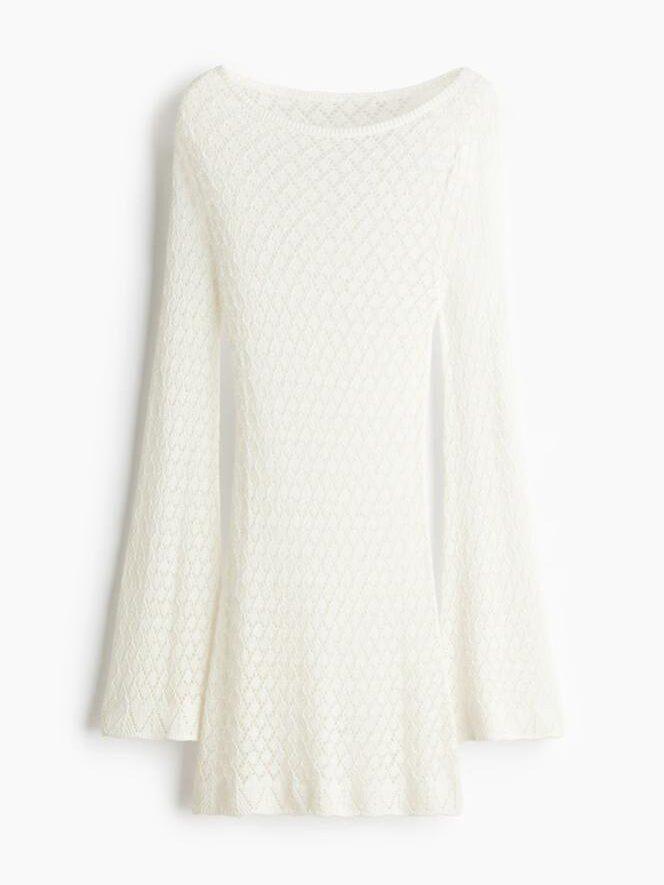 La robe de plage crochetée en maille blanche H&m