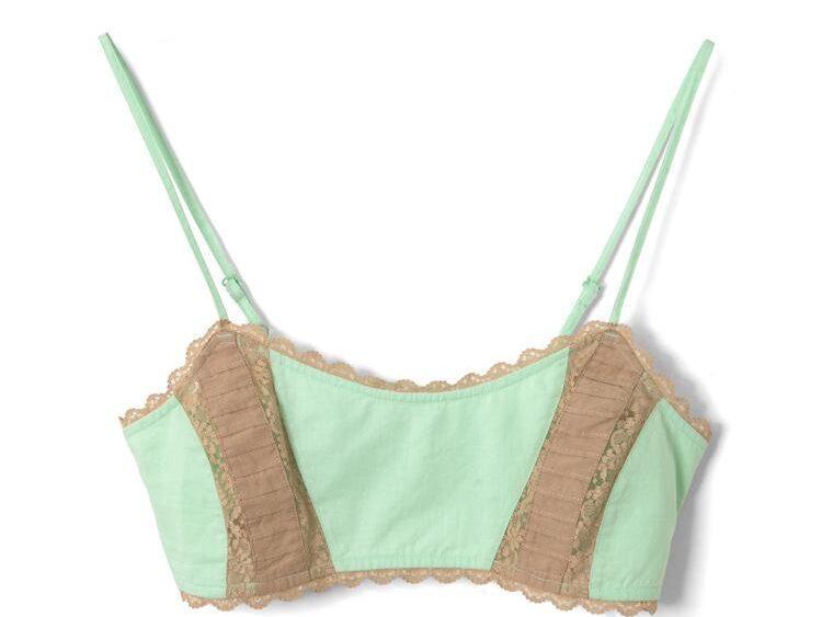 brassière romantique verte et en dentelle marron, damson madder.