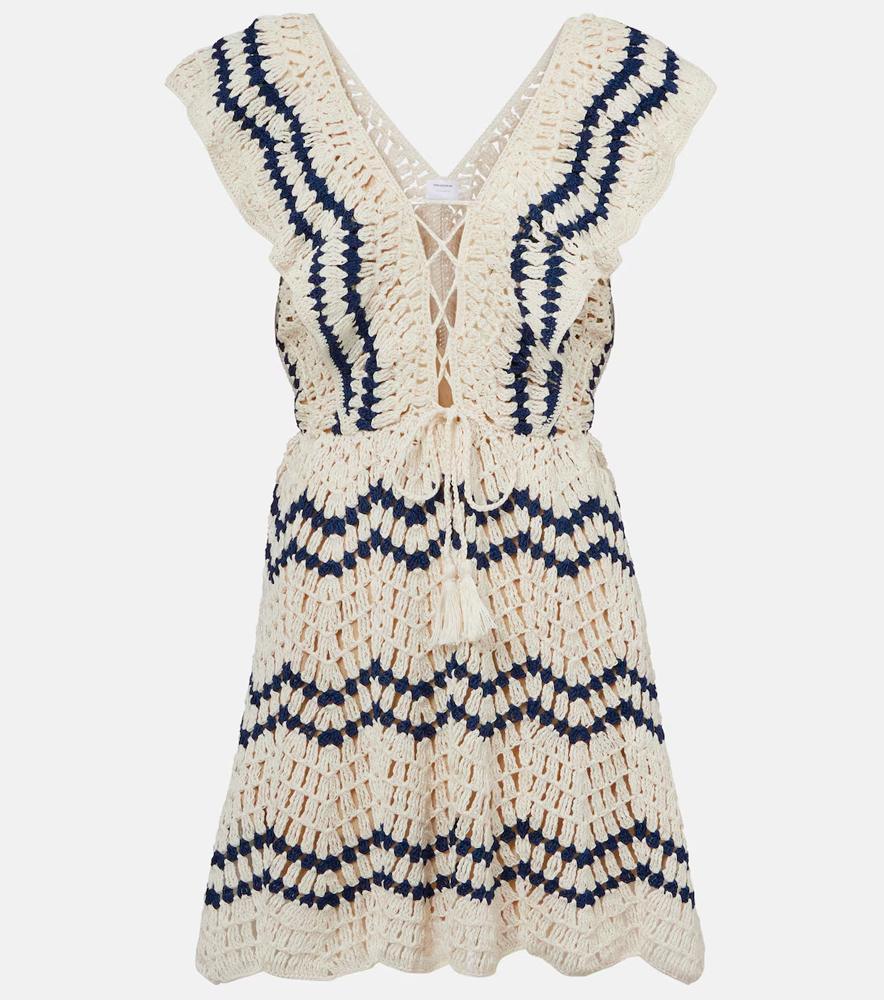 La robe de plage crochetée en maille beige et bleue Anna Kosturova