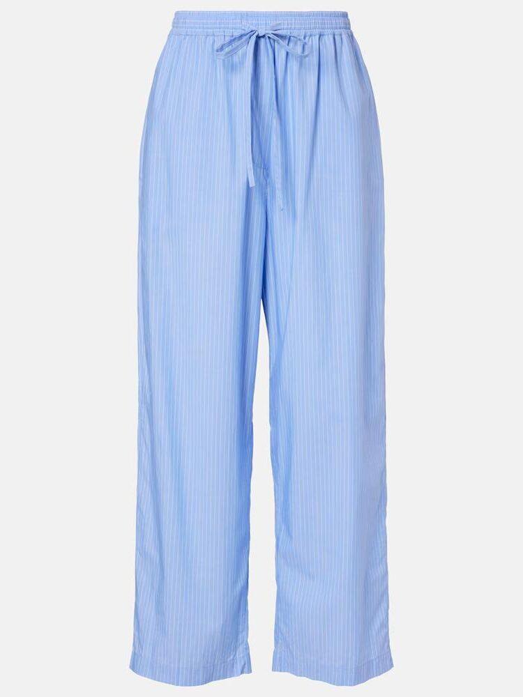 pantalon bleu à rayures ample the row