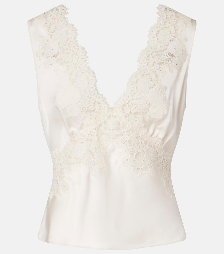 caraco à bretelles en dentelle blanc rixo