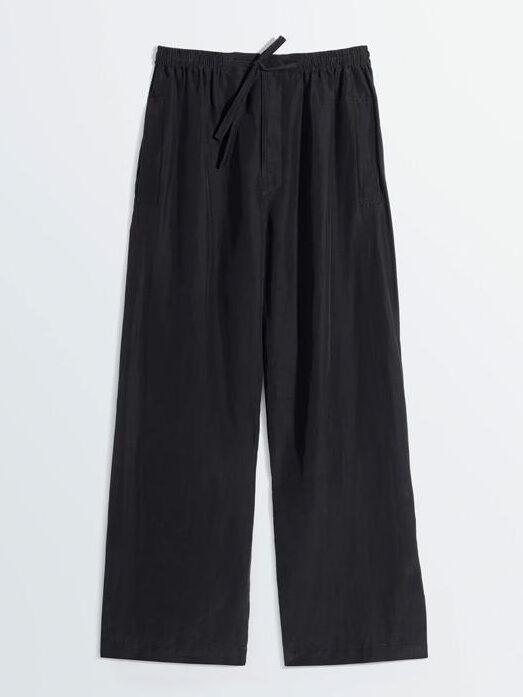pantalon minimaliste en lin noir lemaire