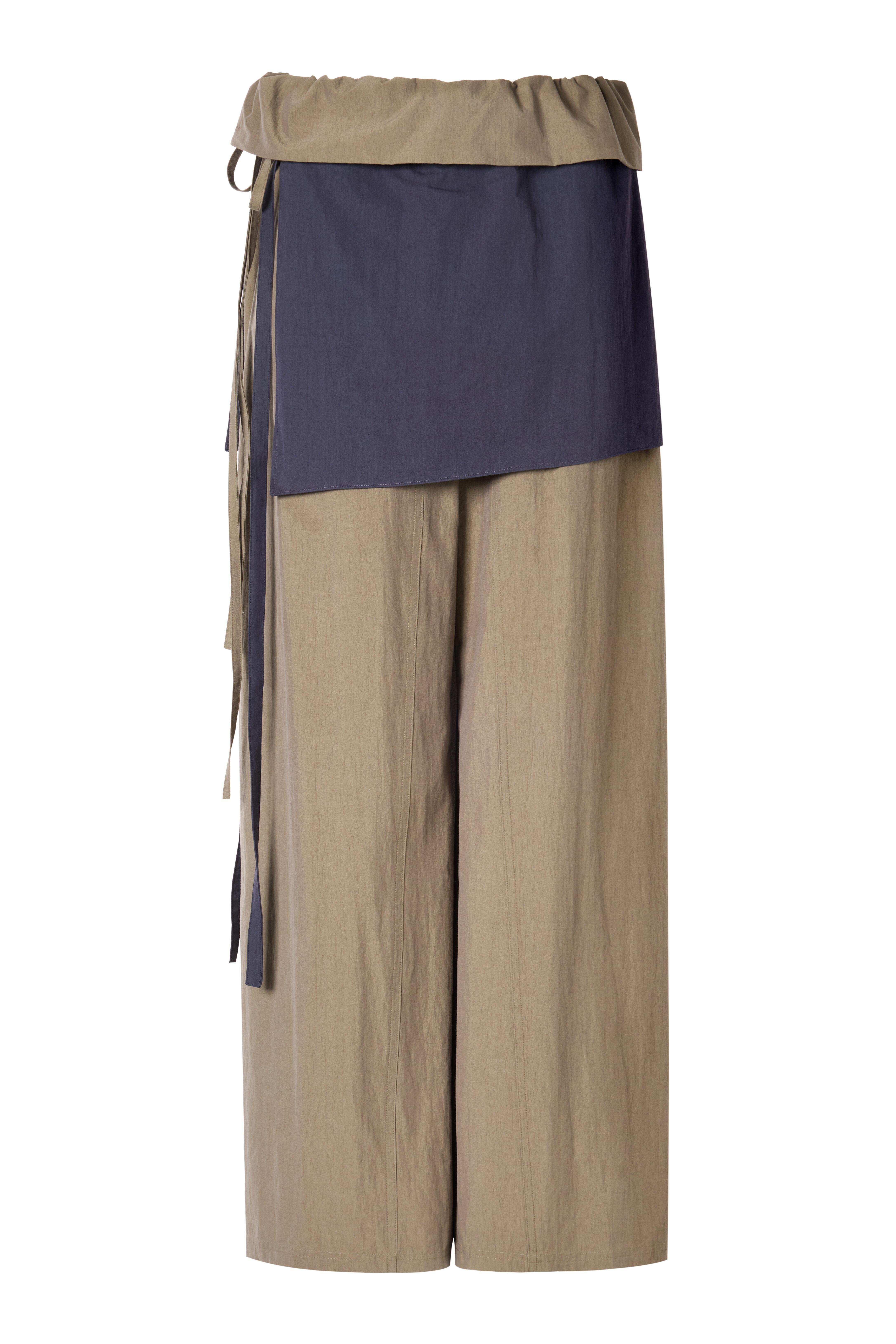 pantalon ample beige effet layering, mango