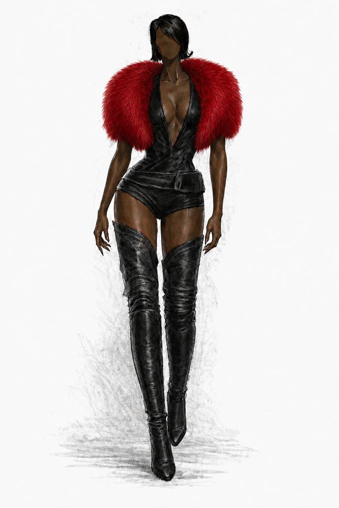 Le body en cuir noir Yves Salomon d'Aya Nakamura pour son concert au stade de France en 2026